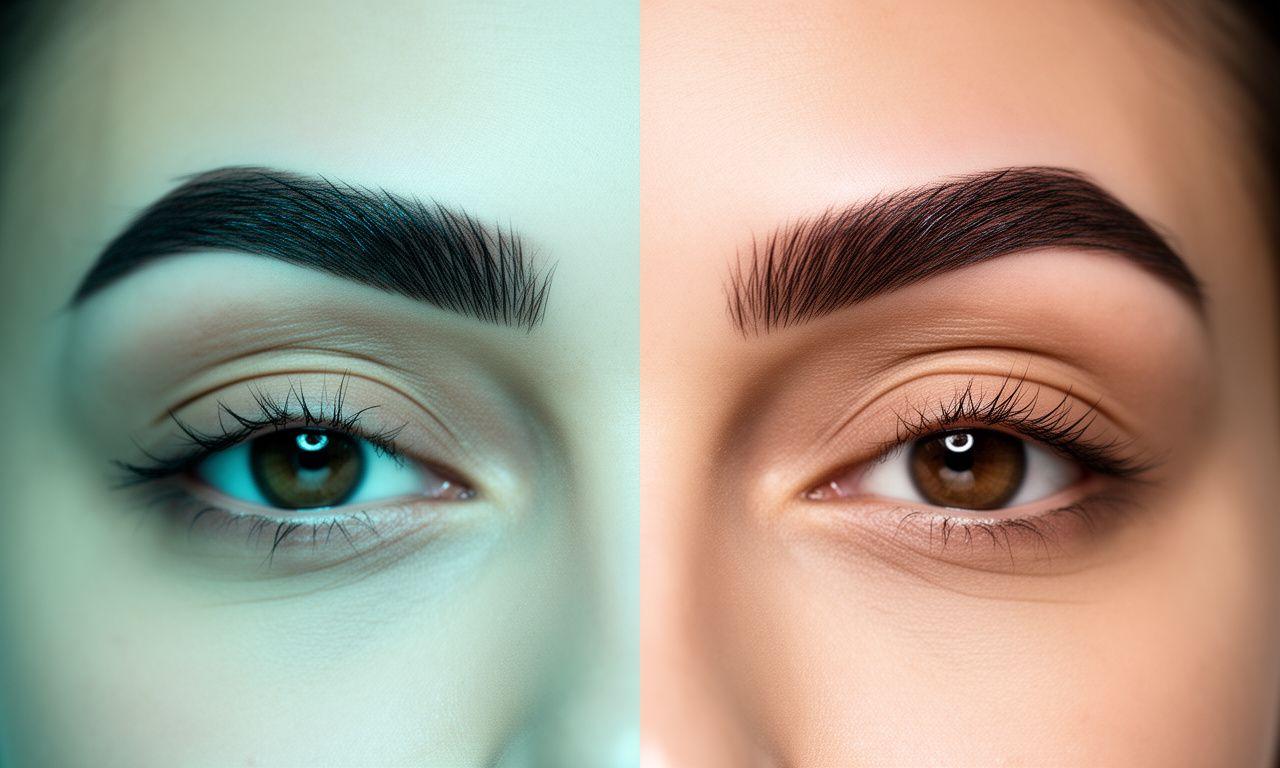 Vorher-Nachher-Aufnahme einer Brow-Lamination mit klarer Form und glatter Oberfläche in einem Zürcher Studio